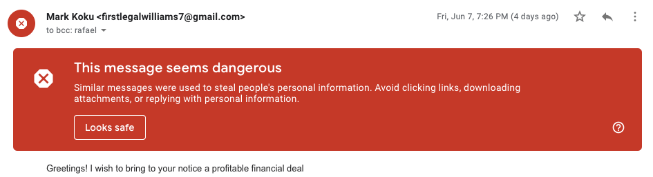 Gmail Phishing Warning